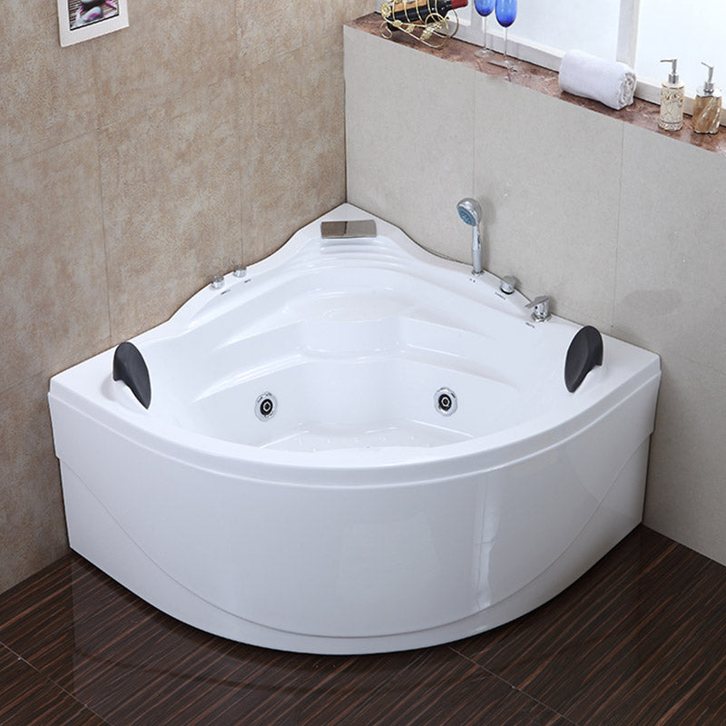 Corner Acrylic-Fiberglass Bathtub Modern White Soaking Bath Tub - Clearhalo