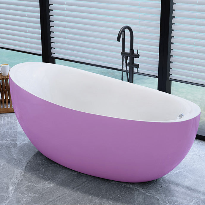 Bathroom Modern Single Slipper Bathtub Stand Alone Acrylic Bath Tub Pink Clearhalo 'Bathroom Remodel & Bathroom Fixtures' 'Bathtubs' 'Home Improvement' 'home_improvement' 'home_improvement_bathtubs' 'Showers & Bathtubs' 6310322