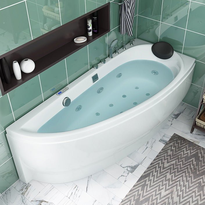 Free Form Bathroom Soaking Bathtub Back to Wall with Drain Tub Message & Temperature & Bubble & Light Tub with Silver 5-Piece Set Clearhalo 'Bathroom Remodel & Bathroom Fixtures' 'Bathtubs' 'Home Improvement' 'home_improvement' 'home_improvement_bathtubs' 'Showers & Bathtubs' 6310386