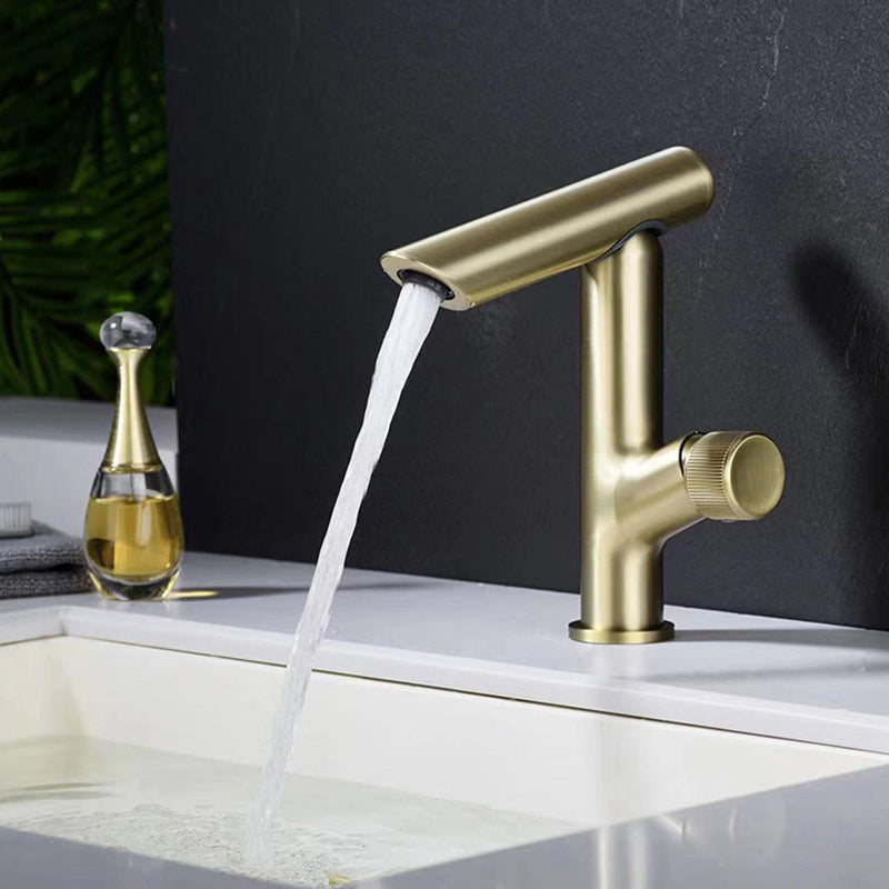 Glam Vessel Sink Faucet Brass Knob Handle Swivel Spout Bathroom Faucet Gold Clearhalo 'Bathroom Remodel & Bathroom Fixtures' 'Bathroom Sink Faucets' 'Bathroom Sinks & Faucet Components' 'bathroom_sink_faucets' 'Home Improvement' 'home_improvement' 'home_improvement_bathroom_sink_faucets' 6311436