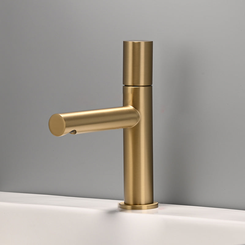 Contemporary Centerset Faucet Lever Handles Single Hole Brass Circular Faucet Gold 8.3" Clearhalo 'Bathroom Remodel & Bathroom Fixtures' 'Bathroom Sink Faucets' 'Bathroom Sinks & Faucet Components' 'bathroom_sink_faucets' 'Home Improvement' 'home_improvement' 'home_improvement_bathroom_sink_faucets' 6311542