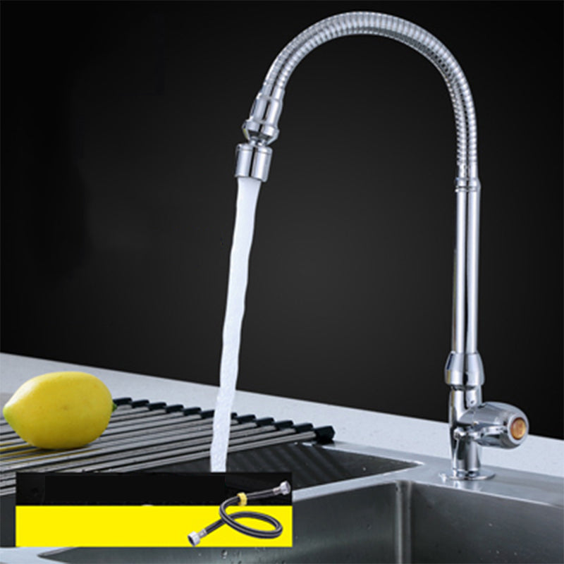 1-Hole Kitchen Faucet Single Handle Kitchen Sink Faucet with Swivel Spout Lever Handles Clearhalo 'Home Improvement' 'home_improvement' 'home_improvement_kitchen_faucets' 'Kitchen Faucets' 'Kitchen Remodel & Kitchen Fixtures' 'Kitchen Sinks & Faucet Components' 'kitchen_faucets' 6311641