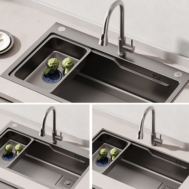 Contemporary Style Kitchen Sink Set Stainless Steel Friction Resistant Kitchen Sink Set Clearhalo 'Home Improvement' 'home_improvement' 'home_improvement_kitchen_sinks' 'Kitchen Remodel & Kitchen Fixtures' 'Kitchen Sinks & Faucet Components' 'Kitchen Sinks' 'kitchen_sinks' 6311696