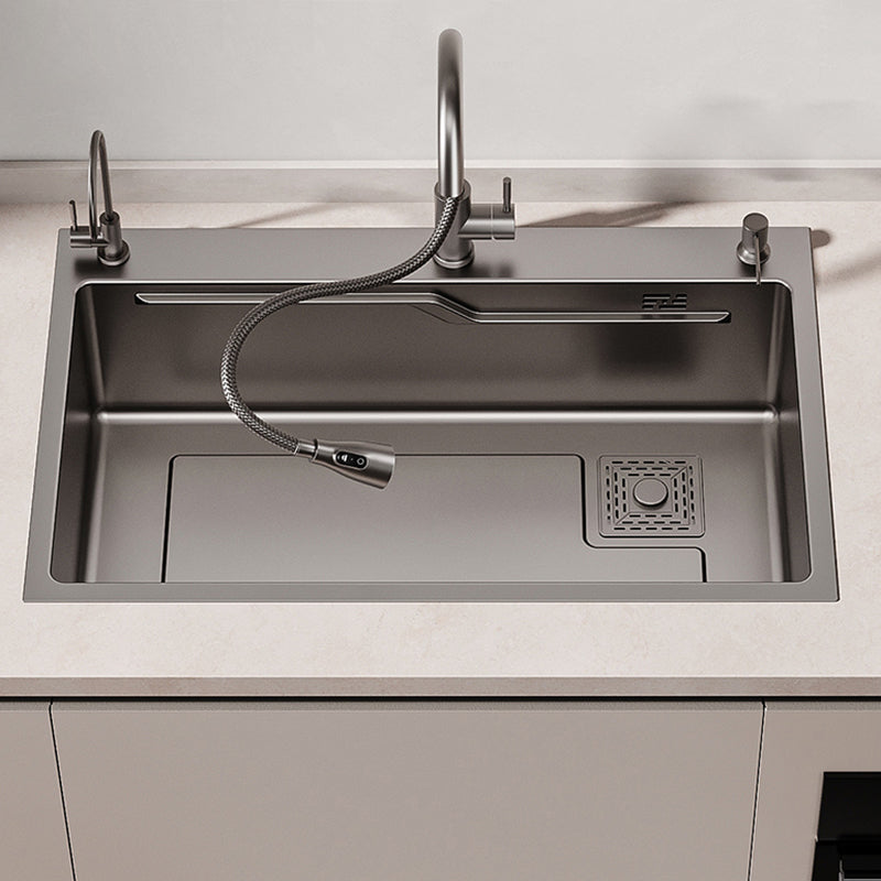 Contemporary Style Kitchen Sink Set Stainless Steel Friction Resistant Kitchen Sink Set Clearhalo 'Home Improvement' 'home_improvement' 'home_improvement_kitchen_sinks' 'Kitchen Remodel & Kitchen Fixtures' 'Kitchen Sinks & Faucet Components' 'Kitchen Sinks' 'kitchen_sinks' 6311698