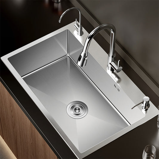 Classic Style Kitchen Sink Set Stainless Steel Corrosion Resistant Kitchen Sink Set Clearhalo 'Home Improvement' 'home_improvement' 'home_improvement_kitchen_sinks' 'Kitchen Remodel & Kitchen Fixtures' 'Kitchen Sinks & Faucet Components' 'Kitchen Sinks' 'kitchen_sinks' 6311727
