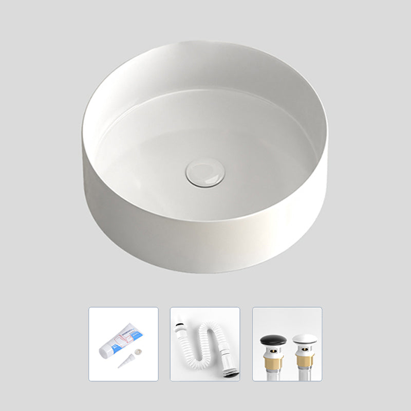 Modern Bathroom Sink Porcelain Pop-Up Drain Round Vessel Lavatory Sink White Sink Clearhalo 'Bathroom Remodel & Bathroom Fixtures' 'Bathroom Sinks & Faucet Components' 'Bathroom Sinks' 'bathroom_sink' 'Home Improvement' 'home_improvement' 'home_improvement_bathroom_sink' 6311835