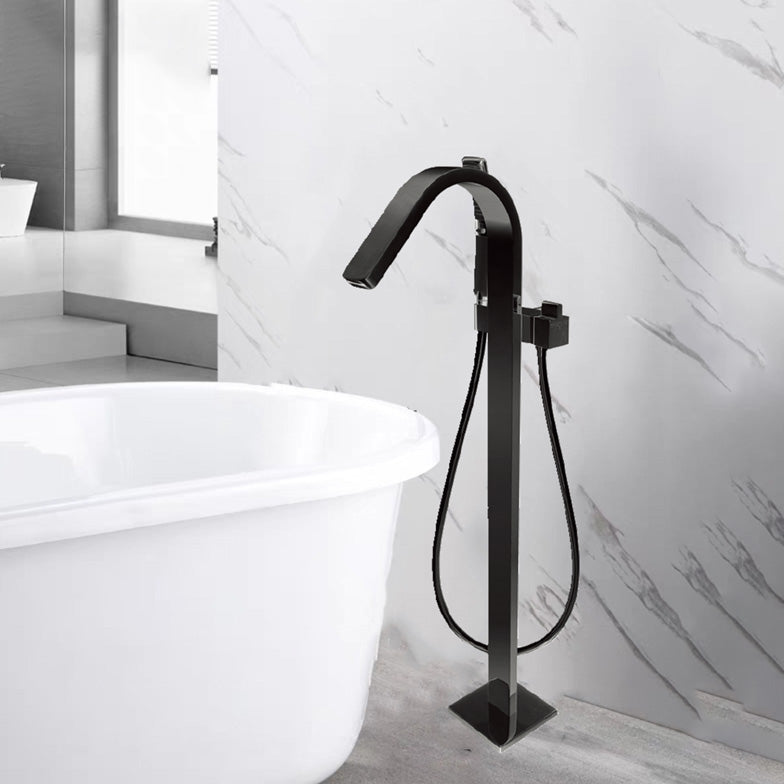 Modern Free Standing Tub Filler Faucet Copper Freestanding Tub Filler Trim Black Square Clearhalo 'Bathroom Remodel & Bathroom Fixtures' 'Bathtub Faucets' 'bathtub_faucets' 'Home Improvement' 'home_improvement' 'home_improvement_bathtub_faucets' 6312009