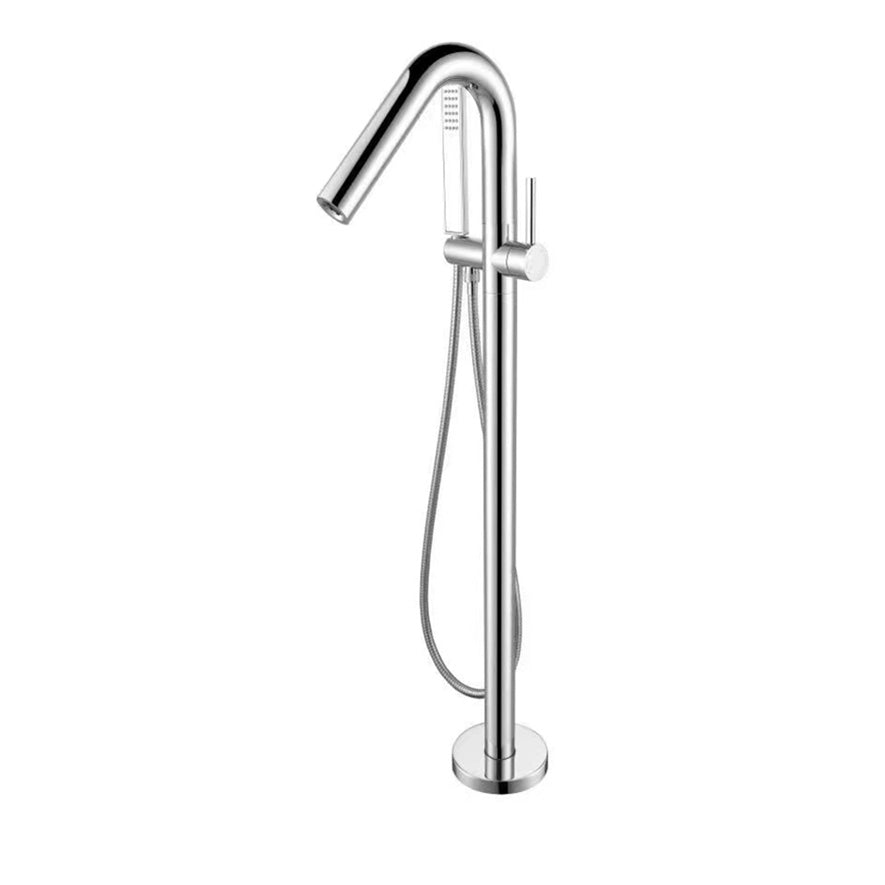 Modern Free Standing Tub Filler Faucet Copper Freestanding Tub Filler Trim Chrome Round Clearhalo 'Bathroom Remodel & Bathroom Fixtures' 'Bathtub Faucets' 'bathtub_faucets' 'Home Improvement' 'home_improvement' 'home_improvement_bathtub_faucets' 6312013