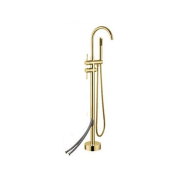 Modern Freestanding Tub Faucet Copper Floor Mounted Two Handle Freestanding Bathtub Faucet Gold Wall Clearhalo 'Bathroom Remodel & Bathroom Fixtures' 'Bathtub Faucets' 'bathtub_faucets' 'Home Improvement' 'home_improvement' 'home_improvement_bathtub_faucets' 6312044