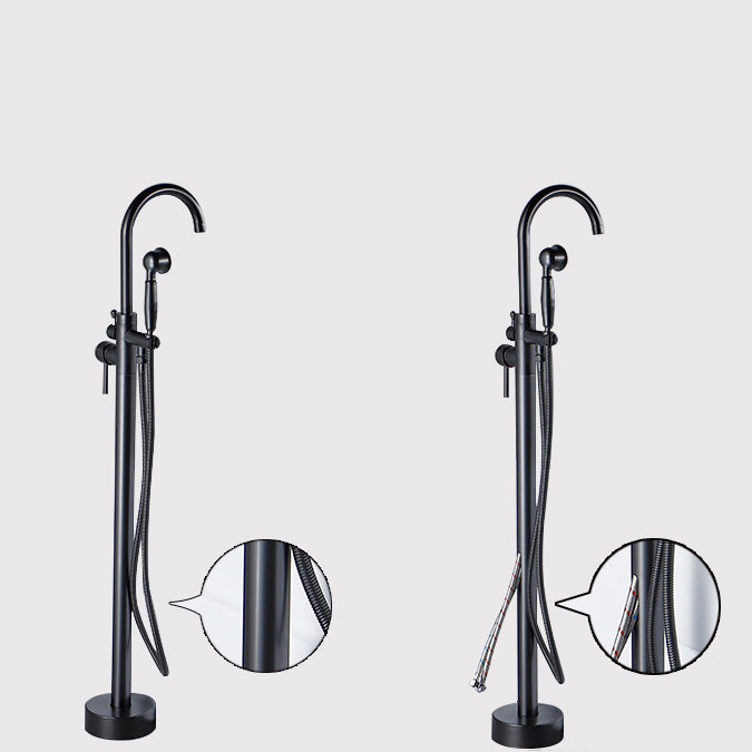 Modern Freestanding Tub Filler Trim Brass Floor Mounted Freestanding Bathtub Faucet Clearhalo 'Bathroom Remodel & Bathroom Fixtures' 'Bathtub Faucets' 'bathtub_faucets' 'Home Improvement' 'home_improvement' 'home_improvement_bathtub_faucets' 6312059