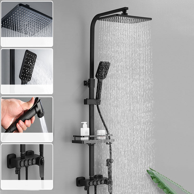 Modern Shower System Slide Bar Handheld Shower Head Wall Mounted Shower Set Black 4 Thermostatic Clearhalo 'Bathroom Remodel & Bathroom Fixtures' 'Home Improvement' 'home_improvement' 'home_improvement_shower_faucets' 'Shower Faucets & Systems' 'shower_faucets' 'Showers & Bathtubs Plumbing' 'Showers & Bathtubs' 6312104