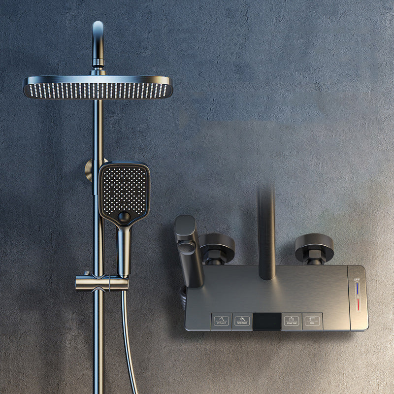 Wall Mounted Shower Arm Shower Faucet Adjustable Metal Shower System with Slide Bar Gun Grey 4 Clearhalo 'Bathroom Remodel & Bathroom Fixtures' 'Home Improvement' 'home_improvement' 'home_improvement_shower_faucets' 'Shower Faucets & Systems' 'shower_faucets' 'Showers & Bathtubs Plumbing' 'Showers & Bathtubs' 6312191