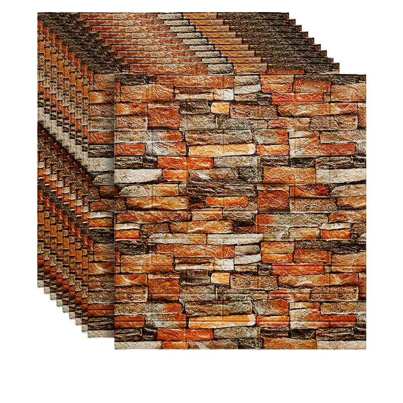 3D Artificial Brick Wall Panel Industrial Style Home Living Room Wall Plate(10-Pack) Brown Clearhalo 'Flooring 'Home Improvement' 'home_improvement' 'home_improvement_wall_paneling' 'Wall Paneling' 'wall_paneling' 'Walls & Ceilings' Walls and Ceiling' 6312532