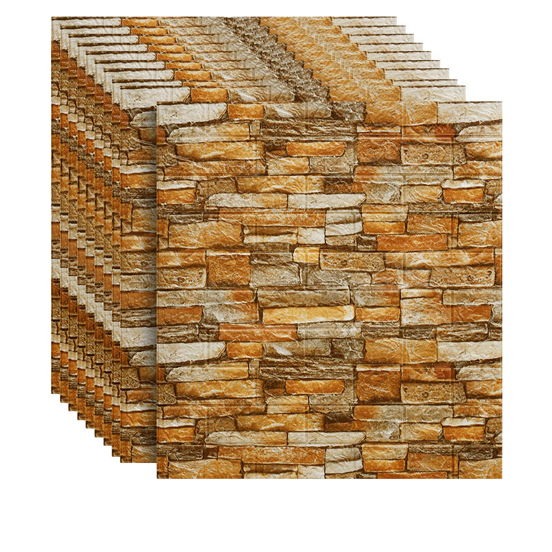 3D Artificial Brick Wall Panel Industrial Style Home Living Room Wall Plate(10-Pack) Yellow-Brown Clearhalo 'Flooring 'Home Improvement' 'home_improvement' 'home_improvement_wall_paneling' 'Wall Paneling' 'wall_paneling' 'Walls & Ceilings' Walls and Ceiling' 6312541