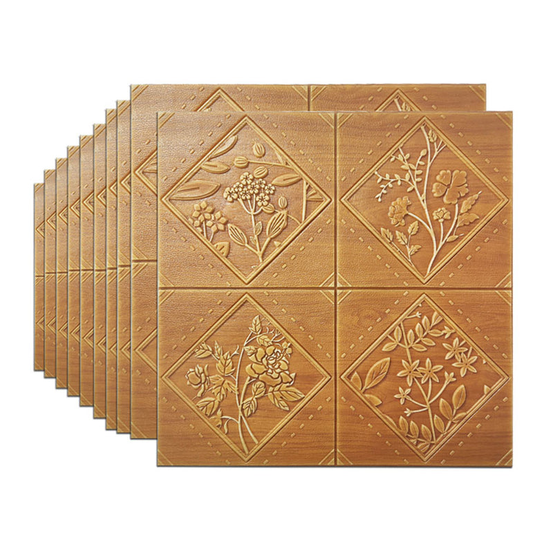 3D Wall Panel Farmhouse Style Simple Home Living Room Panel Wall (10-pack) Yellow-Brown Clearhalo 'Flooring 'Home Improvement' 'home_improvement' 'home_improvement_wall_paneling' 'Wall Paneling' 'wall_paneling' 'Walls & Ceilings' Walls and Ceiling' 6312860