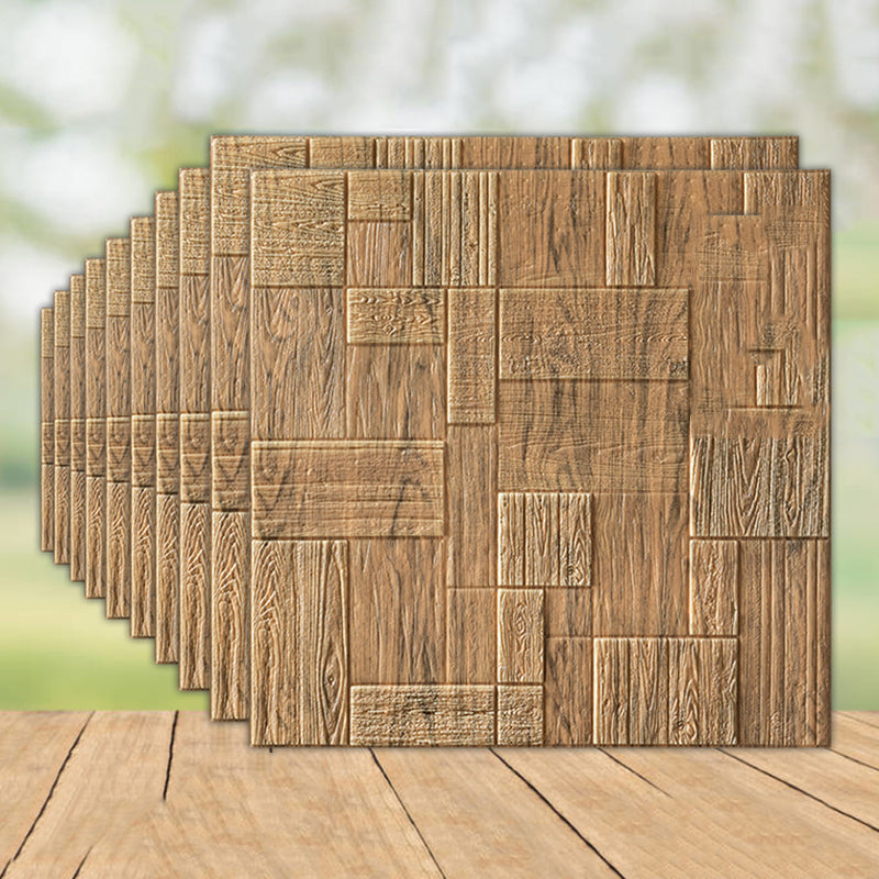 3D Wall Panel Farmhouse Style Simple Home Living Room Panel Wall (10-pack) Light Brown Clearhalo 'Flooring 'Home Improvement' 'home_improvement' 'home_improvement_wall_paneling' 'Wall Paneling' 'wall_paneling' 'Walls & Ceilings' Walls and Ceiling' 6312866