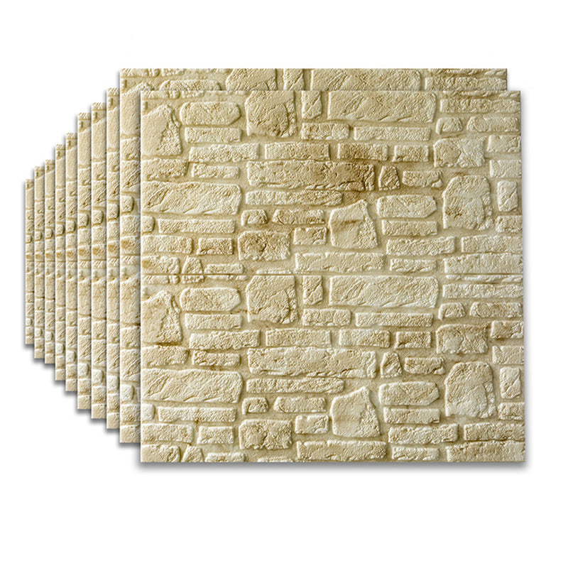 3D Artificial Stone Panel Wall Industrial Style Home Living Room Wall Panel (10-pack) Light Yellow Clearhalo 'Flooring 'Home Improvement' 'home_improvement' 'home_improvement_wall_paneling' 'Wall Paneling' 'wall_paneling' 'Walls & Ceilings' Walls and Ceiling' 6312892