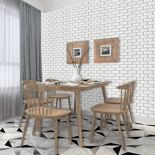 Retro Brick Wall Panel Industrial Style Home Living Room Bathroom Panel Wall (5-pack) White Clearhalo 'Flooring 'Home Improvement' 'home_improvement' 'home_improvement_wall_paneling' 'Wall Paneling' 'wall_paneling' 'Walls & Ceilings' Walls and Ceiling' 6312973