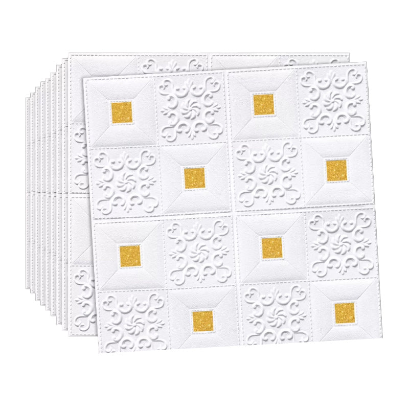 3D Wall Panel Gorgeous Style Simple Home Living Room Bedroom Wall Plate (100-pack) White-Gold Clearhalo 'Flooring 'Home Improvement' 'home_improvement' 'home_improvement_wall_paneling' 'Wall Paneling' 'wall_paneling' 'Walls & Ceilings' Walls and Ceiling' 6314261