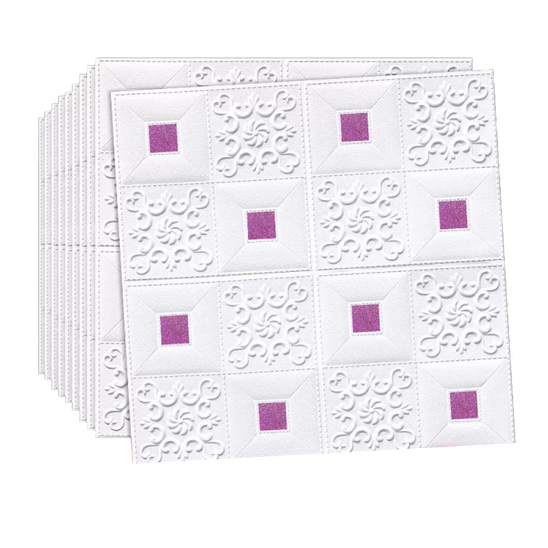 3D Wall Panel Gorgeous Style Simple Home Living Room Bedroom Wall Plate (100-pack) White-Purple Clearhalo 'Flooring 'Home Improvement' 'home_improvement' 'home_improvement_wall_paneling' 'Wall Paneling' 'wall_paneling' 'Walls & Ceilings' Walls and Ceiling' 6314263