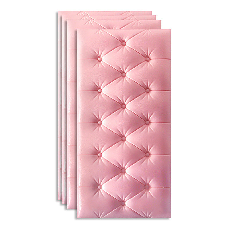 Upholstered Wall Panel Modern Minimalist Home Living Room Bedroom Wall Plate (4-pack) Pink Clearhalo 'Flooring 'Home Improvement' 'home_improvement' 'home_improvement_wall_paneling' 'Wall Paneling' 'wall_paneling' 'Walls & Ceilings' Walls and Ceiling' 6314280