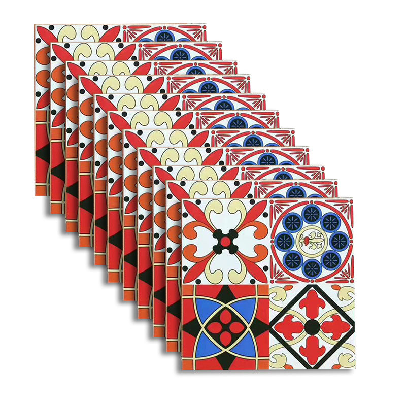 Square 11.81"x11.81" Ceramic Tile Spanish/Moroccan Singular Tile Red-Blue Clearhalo 'Floor Tiles & Wall Tiles' 'floor_tiles_wall_tiles' 'Flooring 'Home Improvement' 'home_improvement' 'home_improvement_floor_tiles_wall_tiles' Walls and Ceiling' 6314365