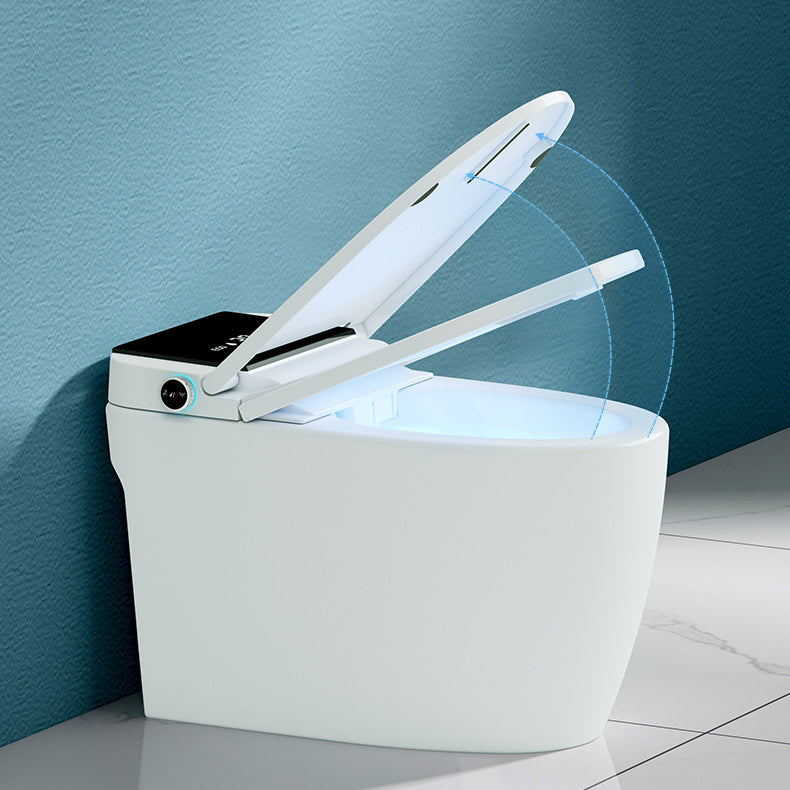 Modern Heated Seat Flush Toilet Floor Mount White Toilet Bowl with Toilet Seat Radar Flip (Upgrading) Clearhalo 'Bathroom Remodel & Bathroom Fixtures' 'Home Improvement' 'home_improvement' 'home_improvement_toilets' 'Toilets & Bidets' 'Toilets' 6320284