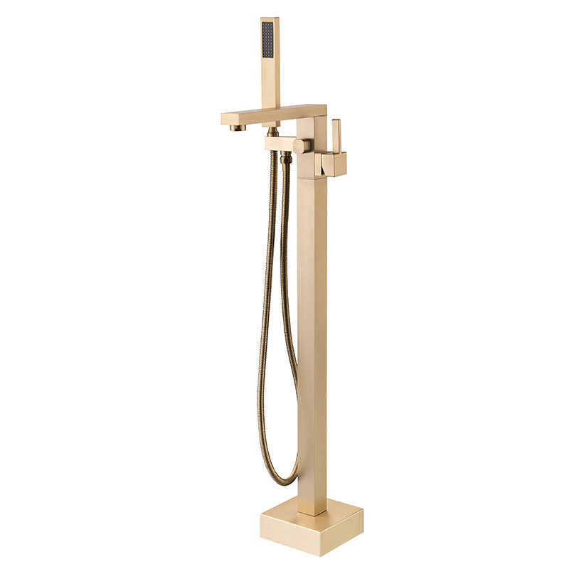 Modern Freestanding Tub Filler Trim Copper Floor Mounted Freestanding Bathtub Faucet Clearhalo 'Bathroom Remodel & Bathroom Fixtures' 'Bathtub Faucets' 'bathtub_faucets' 'Home Improvement' 'home_improvement' 'home_improvement_bathtub_faucets' 6321142