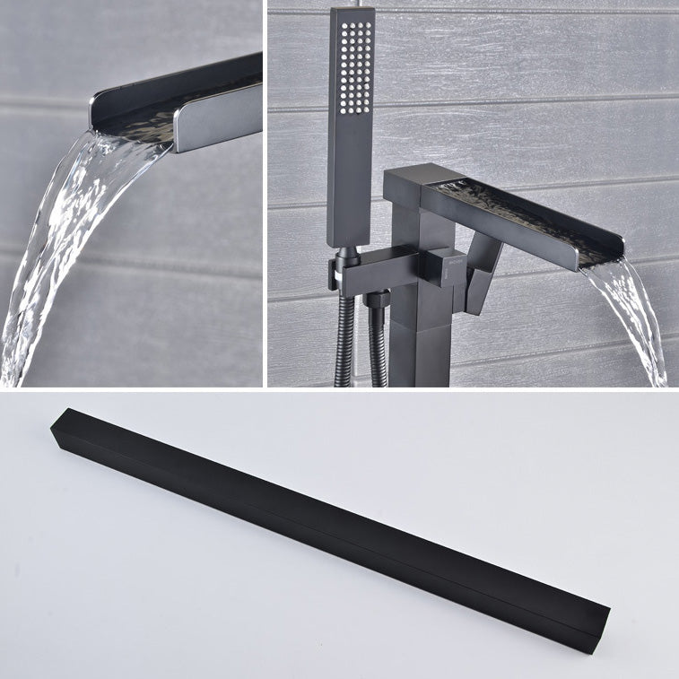 Modern Freestanding Tub Filler Trim Copper Floor Mounted Freestanding Bathtub Faucet Clearhalo 'Bathroom Remodel & Bathroom Fixtures' 'Bathtub Faucets' 'bathtub_faucets' 'Home Improvement' 'home_improvement' 'home_improvement_bathtub_faucets' 6321152