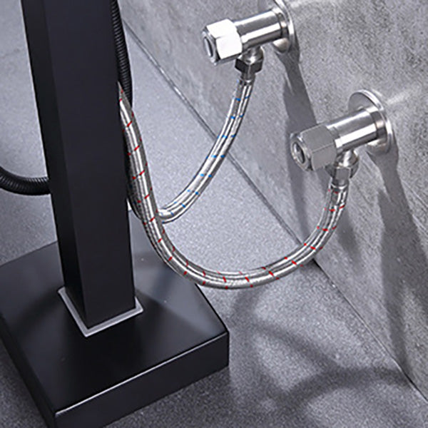 Modern Freestanding Tub Filler Trim Copper Floor Mounted Freestanding Bathtub Faucet Clearhalo 'Bathroom Remodel & Bathroom Fixtures' 'Bathtub Faucets' 'bathtub_faucets' 'Home Improvement' 'home_improvement' 'home_improvement_bathtub_faucets' 6321168