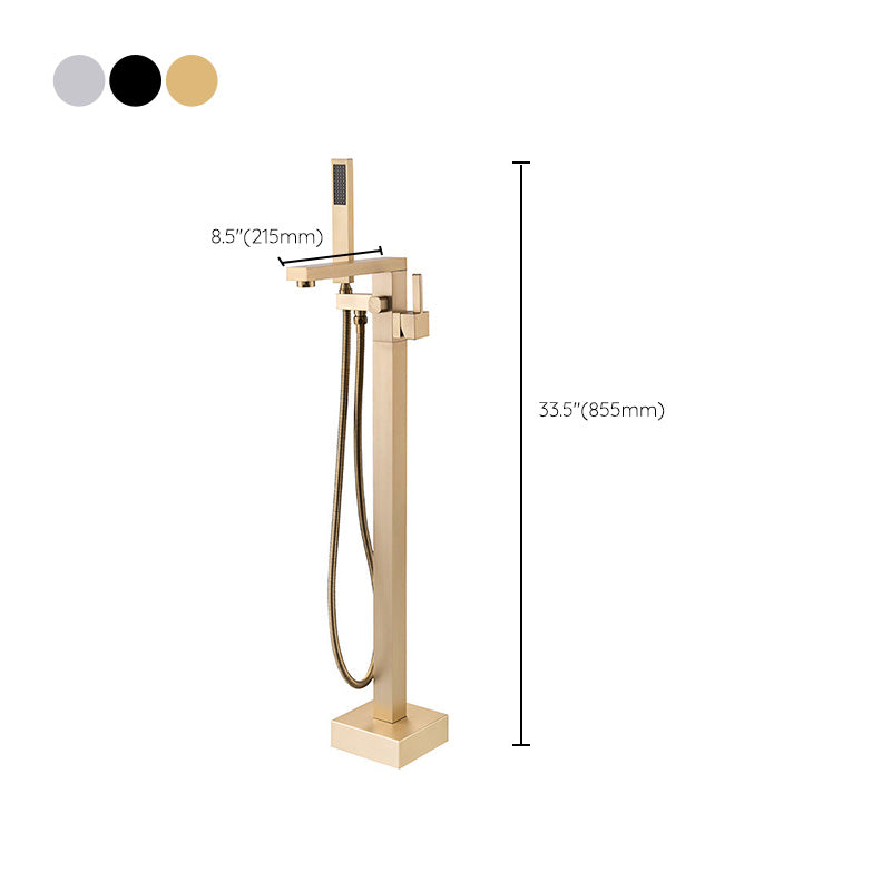 Modern Freestanding Tub Filler Trim Copper Floor Mounted Freestanding Bathtub Faucet Clearhalo 'Bathroom Remodel & Bathroom Fixtures' 'Bathtub Faucets' 'bathtub_faucets' 'Home Improvement' 'home_improvement' 'home_improvement_bathtub_faucets' 6321188