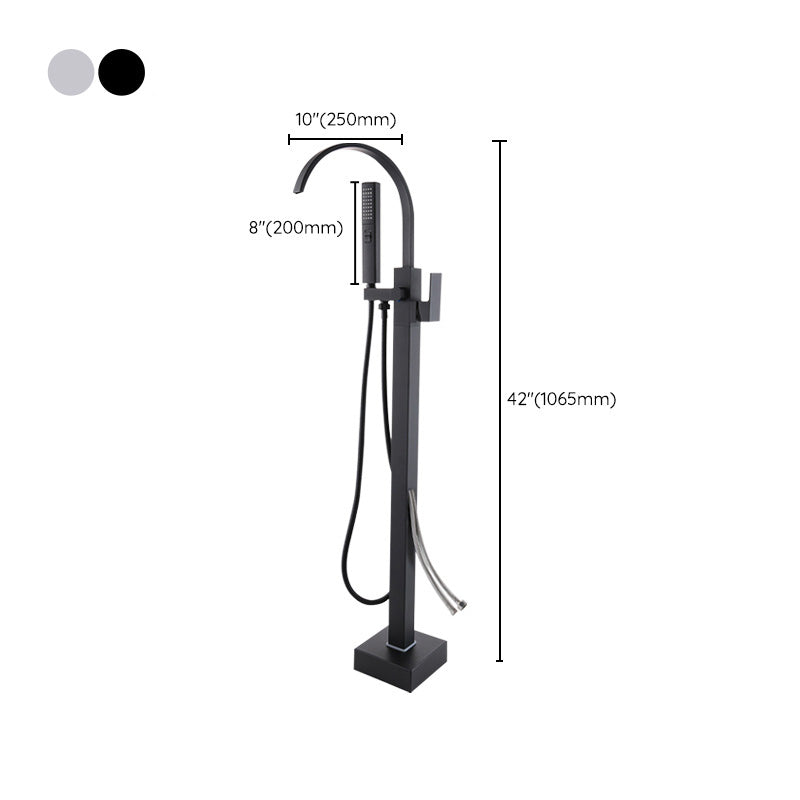 Modern Freestanding Tub Filler Trim Copper Floor Mounted Freestanding Bathtub Faucet Clearhalo 'Bathroom Remodel & Bathroom Fixtures' 'Bathtub Faucets' 'bathtub_faucets' 'Home Improvement' 'home_improvement' 'home_improvement_bathtub_faucets' 6321190