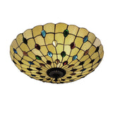 12/16/19.5-Inch Wide Bowl Ceiling Light Retro Style Stained Glass 1/2/3 Light Jewel Flushmount Ceiling Light in Beige/White/Yellow Clearhalo 'Ceiling Lights' 'Close To Ceiling Lights' 'Close to ceiling' 'Flush mount' Lighting' 63214