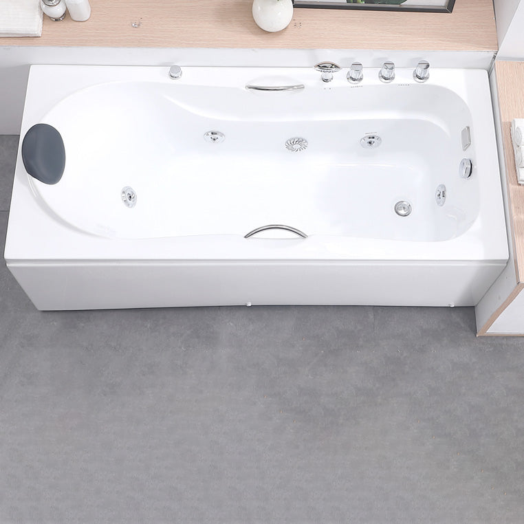 Modern Acrylic Rectangular Bathroom Bathtub with Drain White Tub Massage Tub with Silver 5-Piece Set Clearhalo 'Bathroom Remodel & Bathroom Fixtures' 'Bathtubs' 'Home Improvement' 'home_improvement' 'home_improvement_bathtubs' 'Showers & Bathtubs' 6323129