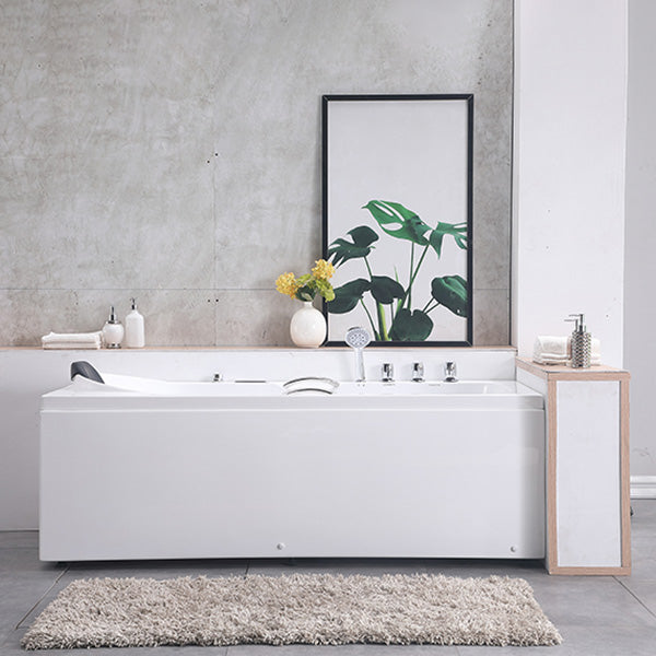 Modern Acrylic Rectangular Bathroom Bathtub with Drain White Tub 63"L x 29.9"W x 23.6"H Massage & Thermostat Tub with Silver 5-Piece Set Clearhalo 'Bathroom Remodel & Bathroom Fixtures' 'Bathtubs' 'Home Improvement' 'home_improvement' 'home_improvement_bathtubs' 'Showers & Bathtubs' 6323130