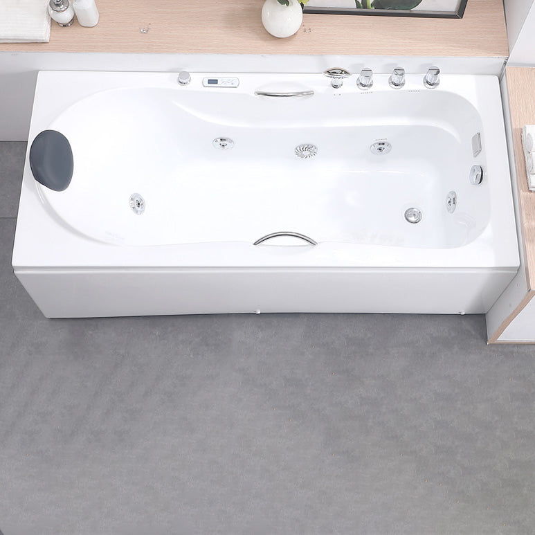 Modern Acrylic Rectangular Bathroom Bathtub with Drain White Tub Massage & Thermostat Tub with Silver 5-Piece Set Clearhalo 'Bathroom Remodel & Bathroom Fixtures' 'Bathtubs' 'Home Improvement' 'home_improvement' 'home_improvement_bathtubs' 'Showers & Bathtubs' 6323131