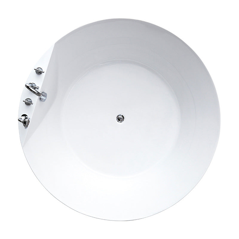 Modern Freestanding Round Bathtub Center Drain Bathroom White Tub Clearhalo 'Bathroom Remodel & Bathroom Fixtures' 'Bathtubs' 'Home Improvement' 'home_improvement' 'home_improvement_bathtubs' 'Showers & Bathtubs' 6323154