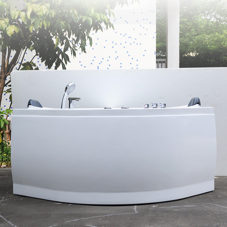 Corner Acrylic-Fiberglass Bathtub Modern White Soaking Bath Tub - Clearhalo