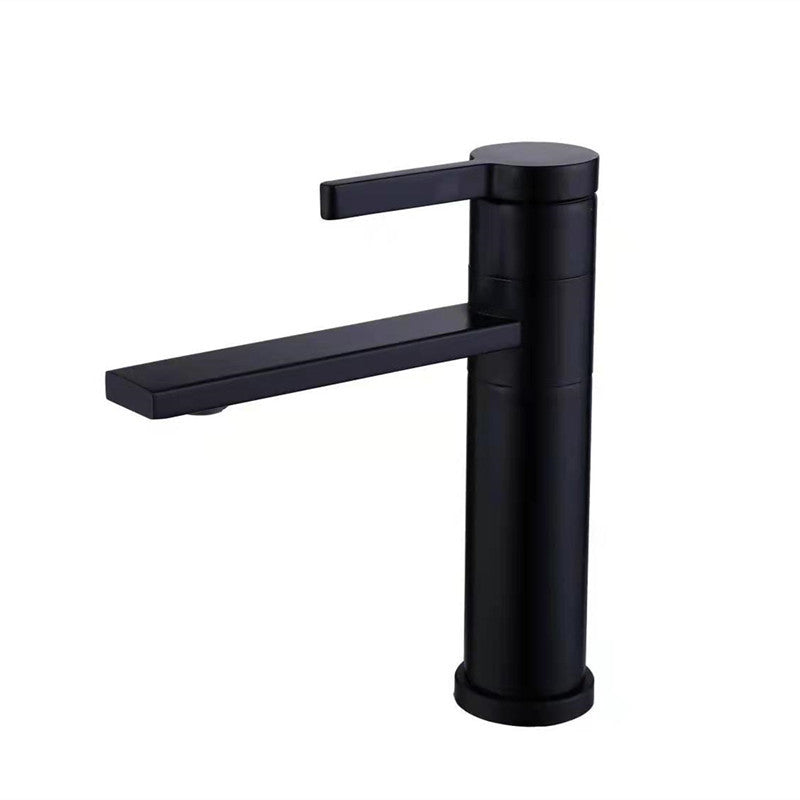 Industrial Circular Vessel Sink Faucet Stainless Steel Bathroom Faucet Negro 7.9" Clearhalo 'bathroom_sink_faucets' 'Conjunta de Baño y Conjunta de Grifo' 'Coronamiento de Baño y Dispositivo de Baño' 'Grifo del lavabo del baño' 'Hogar' 'home_improvement' 'home_improvement_bathroom_sink_faucets' 'Mejoras para el hogar' 6327430