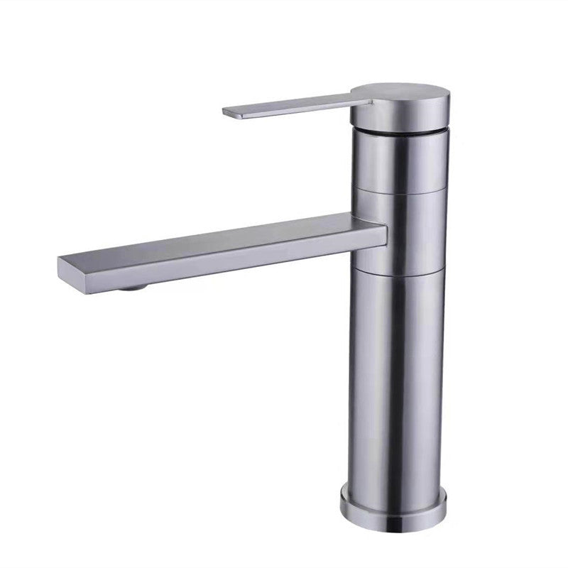 Industrial Circular Vessel Sink Faucet Stainless Steel Bathroom Faucet Plata Gris 7.9" Clearhalo 'bathroom_sink_faucets' 'Conjunta de Baño y Conjunta de Grifo' 'Coronamiento de Baño y Dispositivo de Baño' 'Grifo del lavabo del baño' 'Hogar' 'home_improvement' 'home_improvement_bathroom_sink_faucets' 'Mejoras para el hogar' 6327433