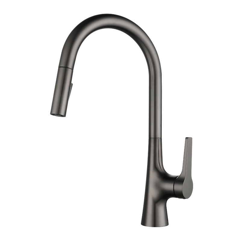 Modern Style Kitchen Faucet Copper Single Handle High Arc Kitchen Faucet Dark Gray Clearhalo 'Home Improvement' 'home_improvement' 'home_improvement_kitchen_faucets' 'Kitchen Faucets' 'Kitchen Remodel & Kitchen Fixtures' 'Kitchen Sinks & Faucet Components' 'kitchen_faucets' 6327578