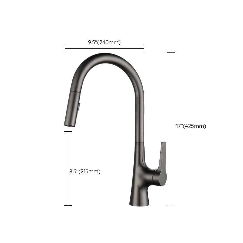 Modern Style Kitchen Faucet Copper Single Handle High Arc Kitchen Faucet Clearhalo 'Home Improvement' 'home_improvement' 'home_improvement_kitchen_faucets' 'Kitchen Faucets' 'Kitchen Remodel & Kitchen Fixtures' 'Kitchen Sinks & Faucet Components' 'kitchen_faucets' 6327594