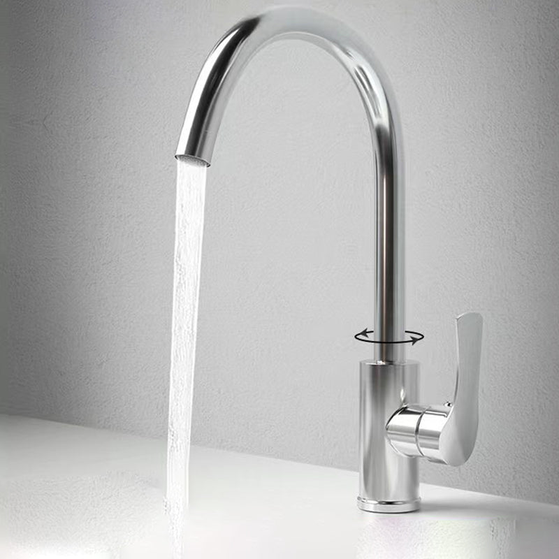 Modern Kitchen Faucet Brass Lever Handles Swivel Spout Bar Prep Kitchen Faucet Clearhalo 'Home Improvement' 'home_improvement' 'home_improvement_kitchen_faucets' 'Kitchen Faucets' 'Kitchen Remodel & Kitchen Fixtures' 'Kitchen Sinks & Faucet Components' 'kitchen_faucets' 6327649