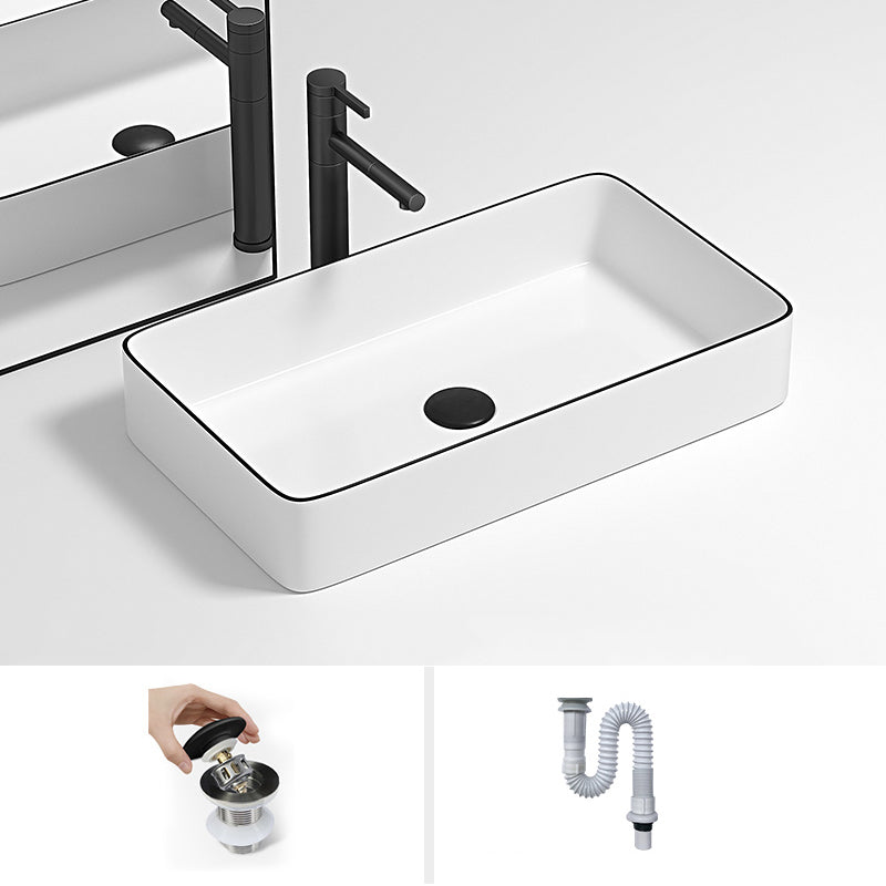 Modern Bathroom Sink Pop-Up Drain Porcelain Round Vessel Lavatory Sink White 24"L x 14"W x 4"H Sink Clearhalo 'Bathroom Remodel & Bathroom Fixtures' 'Bathroom Sinks & Faucet Components' 'Bathroom Sinks' 'bathroom_sink' 'Home Improvement' 'home_improvement' 'home_improvement_bathroom_sink' 6327957