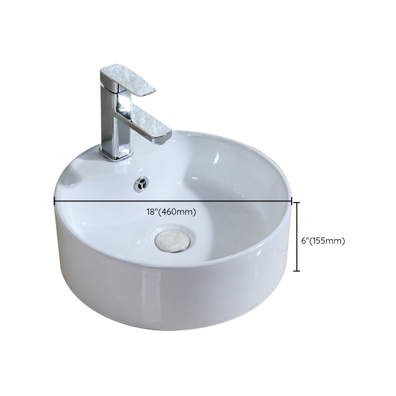 Modern Bathroom Sink Porcelain Round with Overflow and Pop-Up Drain Vessel Lavatory Sink Clearhalo 'Bathroom Remodel & Bathroom Fixtures' 'Bathroom Sinks & Faucet Components' 'Bathroom Sinks' 'bathroom_sink' 'Home Improvement' 'home_improvement' 'home_improvement_bathroom_sink' 6328022
