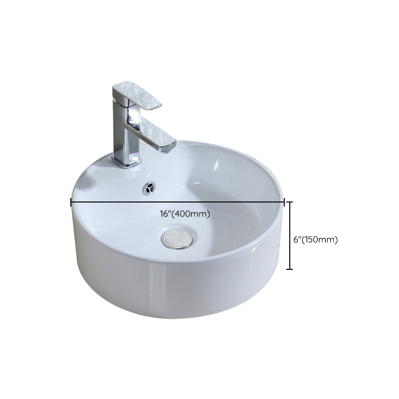 Modern Bathroom Sink Porcelain Round with Overflow and Pop-Up Drain Vessel Lavatory Sink Clearhalo 'Bathroom Remodel & Bathroom Fixtures' 'Bathroom Sinks & Faucet Components' 'Bathroom Sinks' 'bathroom_sink' 'Home Improvement' 'home_improvement' 'home_improvement_bathroom_sink' 6328023