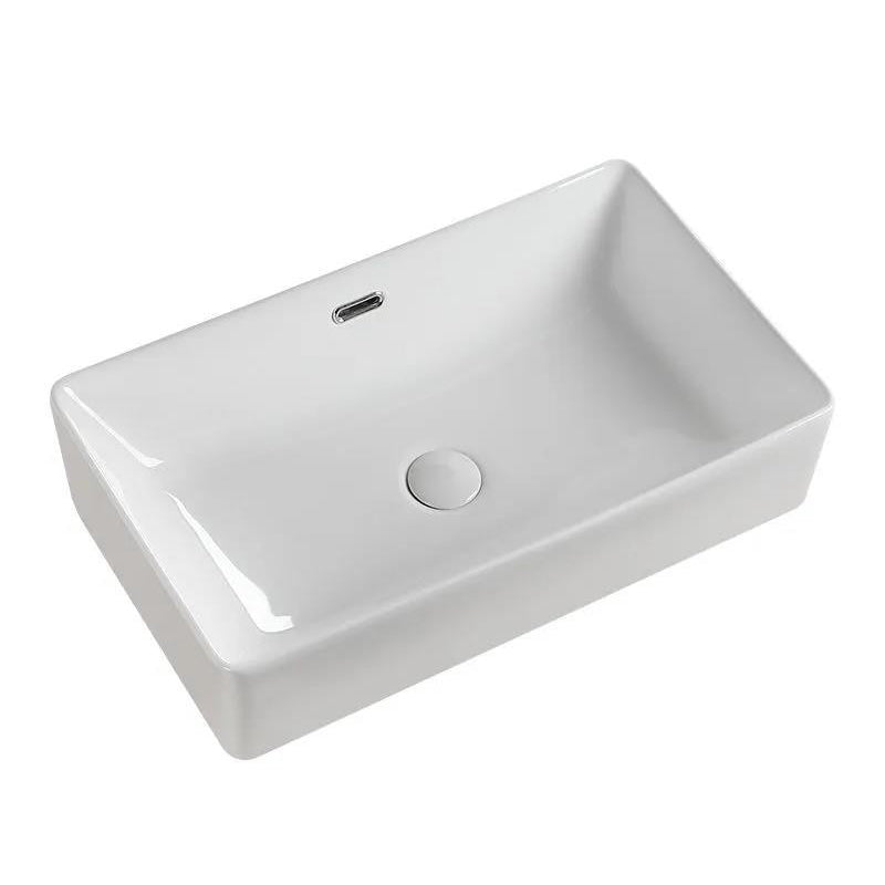 Modern Bathroom Sink Porcelain Rectangular with Pop-Up Drain and Overflow Vessel Sink Clearhalo 'Bathroom Remodel & Bathroom Fixtures' 'Bathroom Sinks & Faucet Components' 'Bathroom Sinks' 'bathroom_sink' 'Home Improvement' 'home_improvement' 'home_improvement_bathroom_sink' 6328029