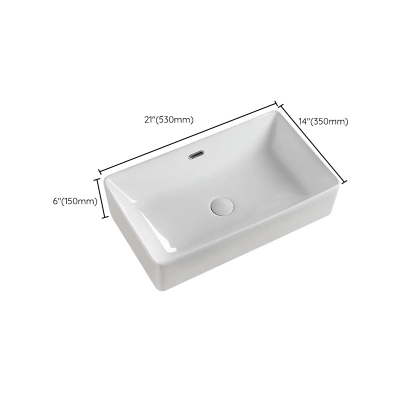 Modern Bathroom Sink Porcelain Rectangular with Pop-Up Drain and Overflow Vessel Sink Clearhalo 'Bathroom Remodel & Bathroom Fixtures' 'Bathroom Sinks & Faucet Components' 'Bathroom Sinks' 'bathroom_sink' 'Home Improvement' 'home_improvement' 'home_improvement_bathroom_sink' 6328031