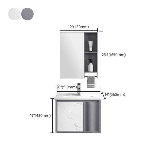 Modern Wall Mount Sink Vanity Metal Bathroom Vanity Cabinet with Mirror Cabinet Clearhalo 'Bathroom Remodel & Bathroom Fixtures' 'Bathroom Vanities' 'bathroom_vanities' 'Home Improvement' 'home_improvement' 'home_improvement_bathroom_vanities' 6328226