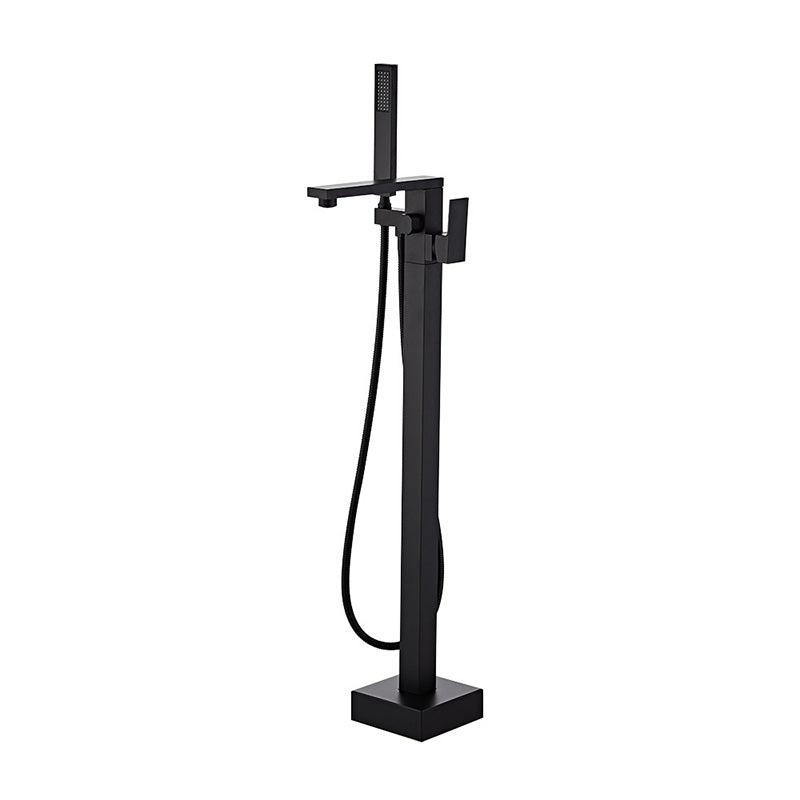 Modern Floor Mounted Freestanding Faucet 1-Handle Fixed Bath Filler Trim Black Clearhalo 'Bathroom Remodel & Bathroom Fixtures' 'Bathtub Faucets' 'bathtub_faucets' 'Home Improvement' 'home_improvement' 'home_improvement_bathtub_faucets' 6328266